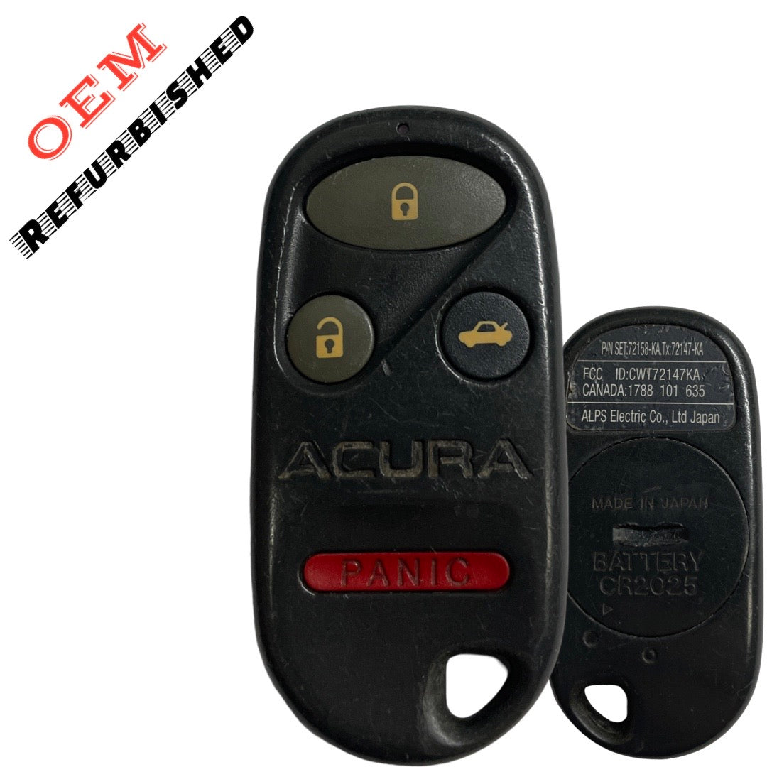 1996-2001 Acura RL / 4-Button Keyless Entry Remote / PN: 72147-SZ3-A02 / CWT72147KA (OEM Refurb)
