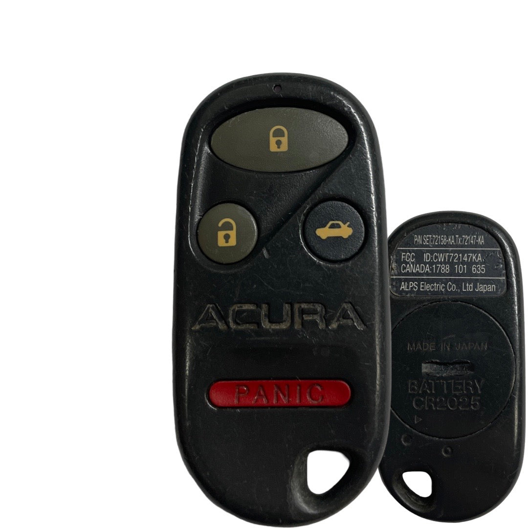 1996-2001 Acura RL / 4-Button Keyless Entry Remote / PN: 72147-SZ3-A02 / CWT72147KA (OEM Refurb)
