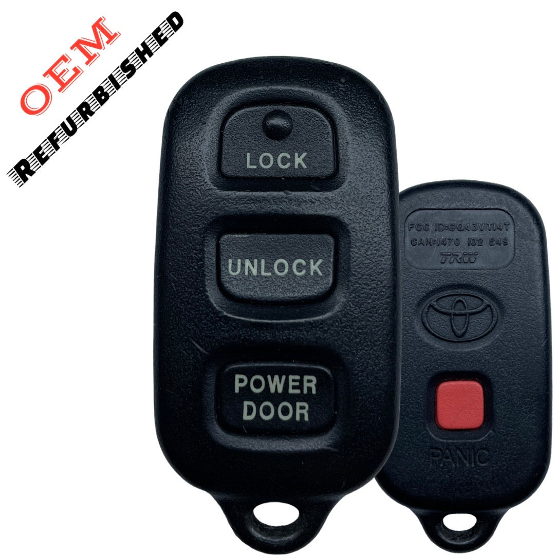1999-2003 Toyota Sienna / 4-Button Keyless Entry Remote / PN: 89742-08050 / GQ43VT14T (OEM Refurb)