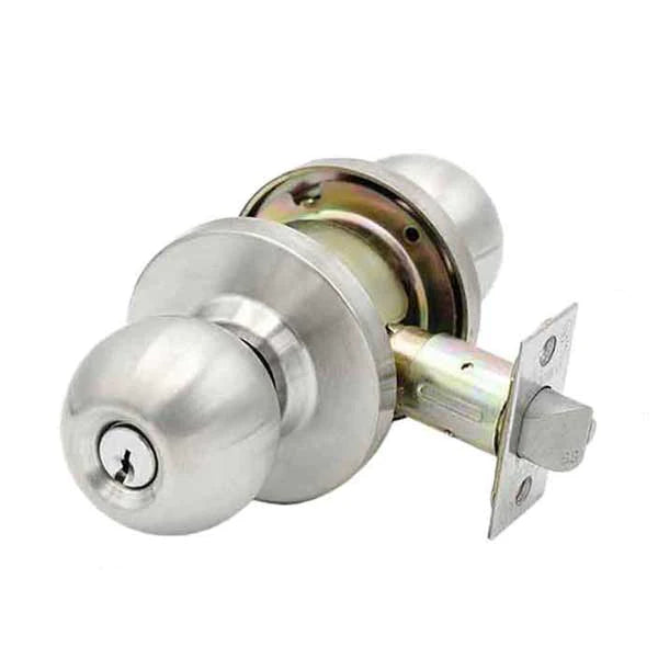 Commercial Door Knob Set - 2-3/4” Standard Backest - Satin Chrome - Asylum Institutional - Grade 2