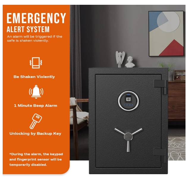 RPNB Deluxe Biometric Fireproof Safe Box, Digital Fingerprint Fireproof Waterproof Safe with Touch Screen