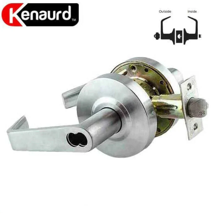 Kenaurd / Commercial Lever Set Handle / SFIC IC Core / 2-3/4” Standard Backset / Satin Chrome / Entrance / Grade 2