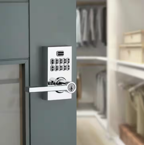 Kwikset SmartCode 917 Halifax Electronic Keypad Door Lever with SmartKey / Polished Chrome