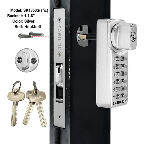 EASILOK / SK1850S Interchangable Core Storefront Hook Bolt Lock / Silver