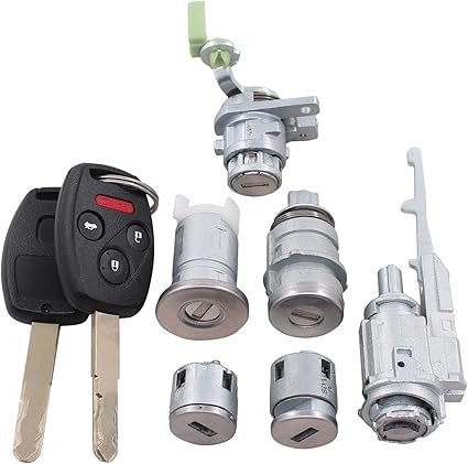 Honda 2003-2007 Ignition Switch Cylinder w 2 Remote Key Shells / Includes Door and Trunk Release Lock