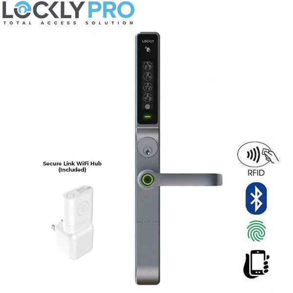 Lockly Pro - PGD238LWSS - GUARD - Defender Biometric Electronic Mortise Lever Set - RFID - Fingerprint Reader - Wi-Fi - Bluetooth - Stainless Steel