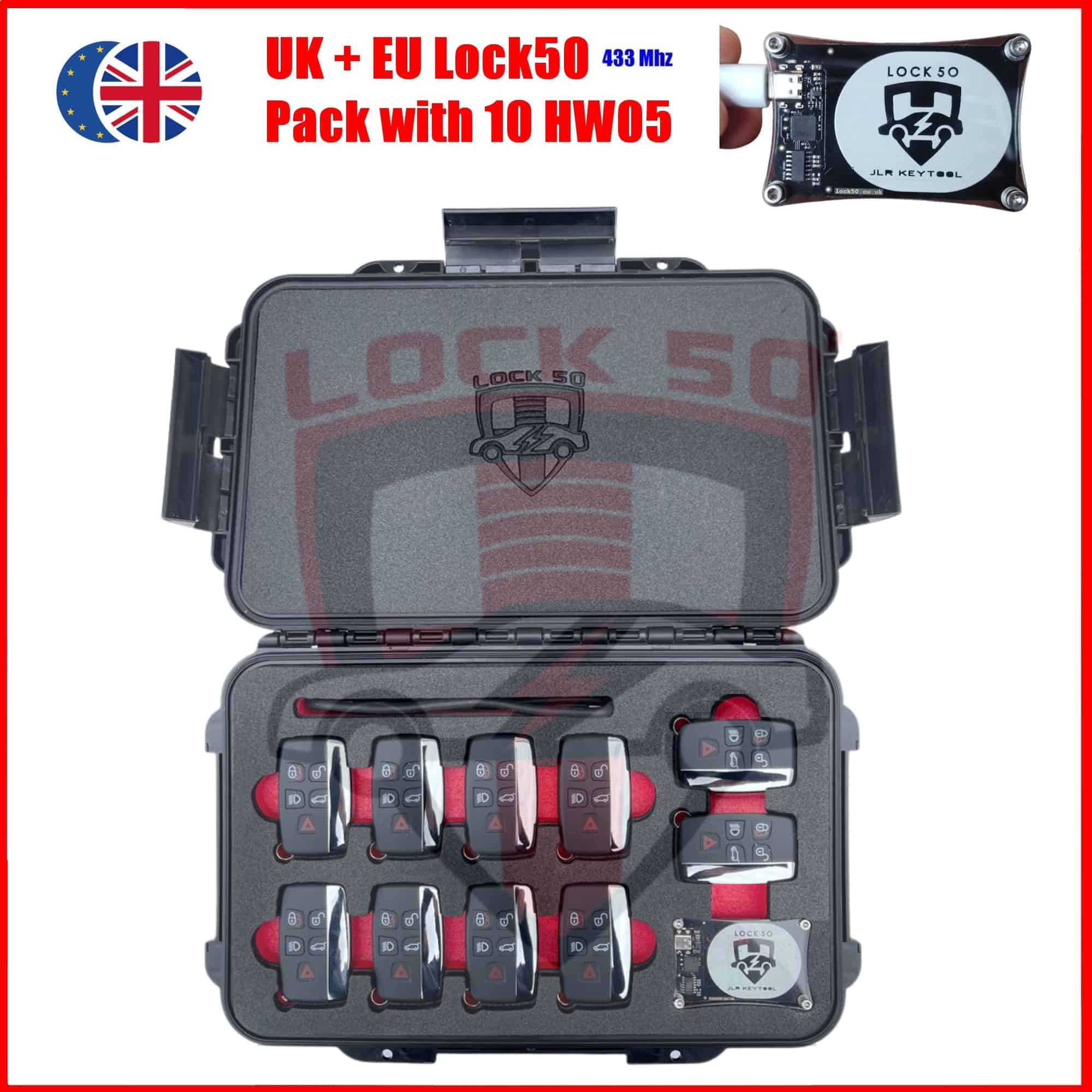 LOCK50 HW01 JLR Transponder Key Copy Unblocking And Change ID Emulator Programing Tool 2010-2023+