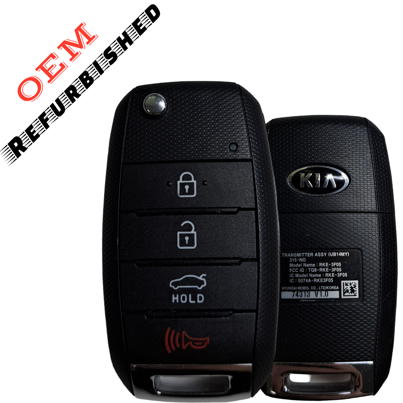 2014-2017 Kia Rio / 4-Button Flip Key / PN: 95430-1W023 / TQ8-RKE-3F05 (UB14MY) (OEM Refurb)
