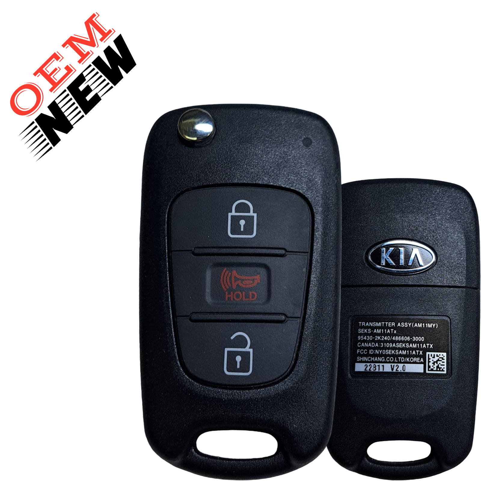 2010-2012 Kia Soul / 3-Button Flip Key / PN: 95430-2K250 / NYOSEKSAM11ATX (OEM NEW)