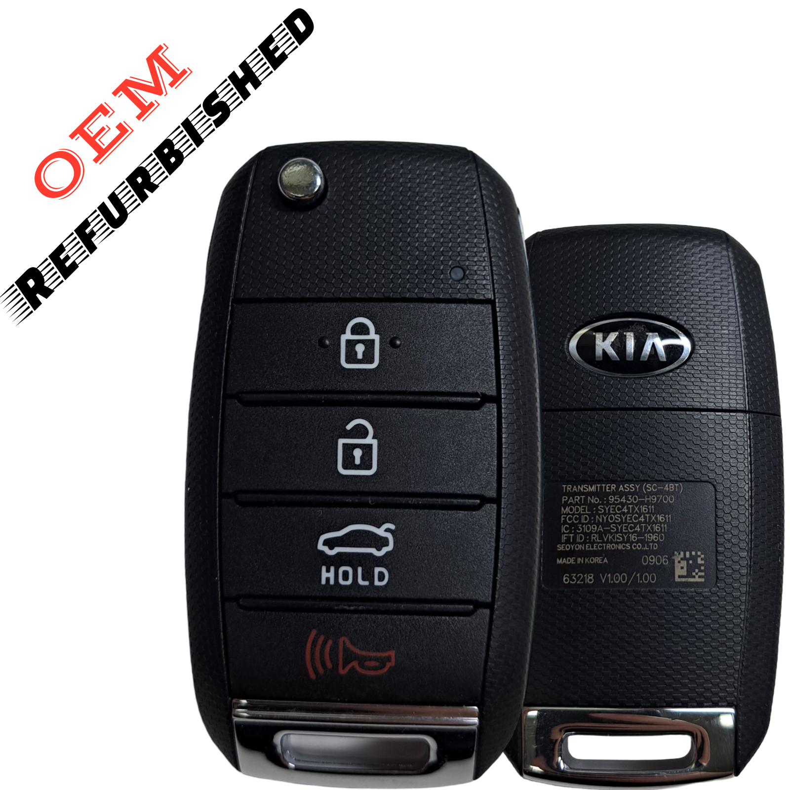 2018-2021 Kia Rio / 4-Button Flip Key / PN: 95430-H9700 / NYOSYEC4TX1611 (SC 4BT) (OEM Refurb)