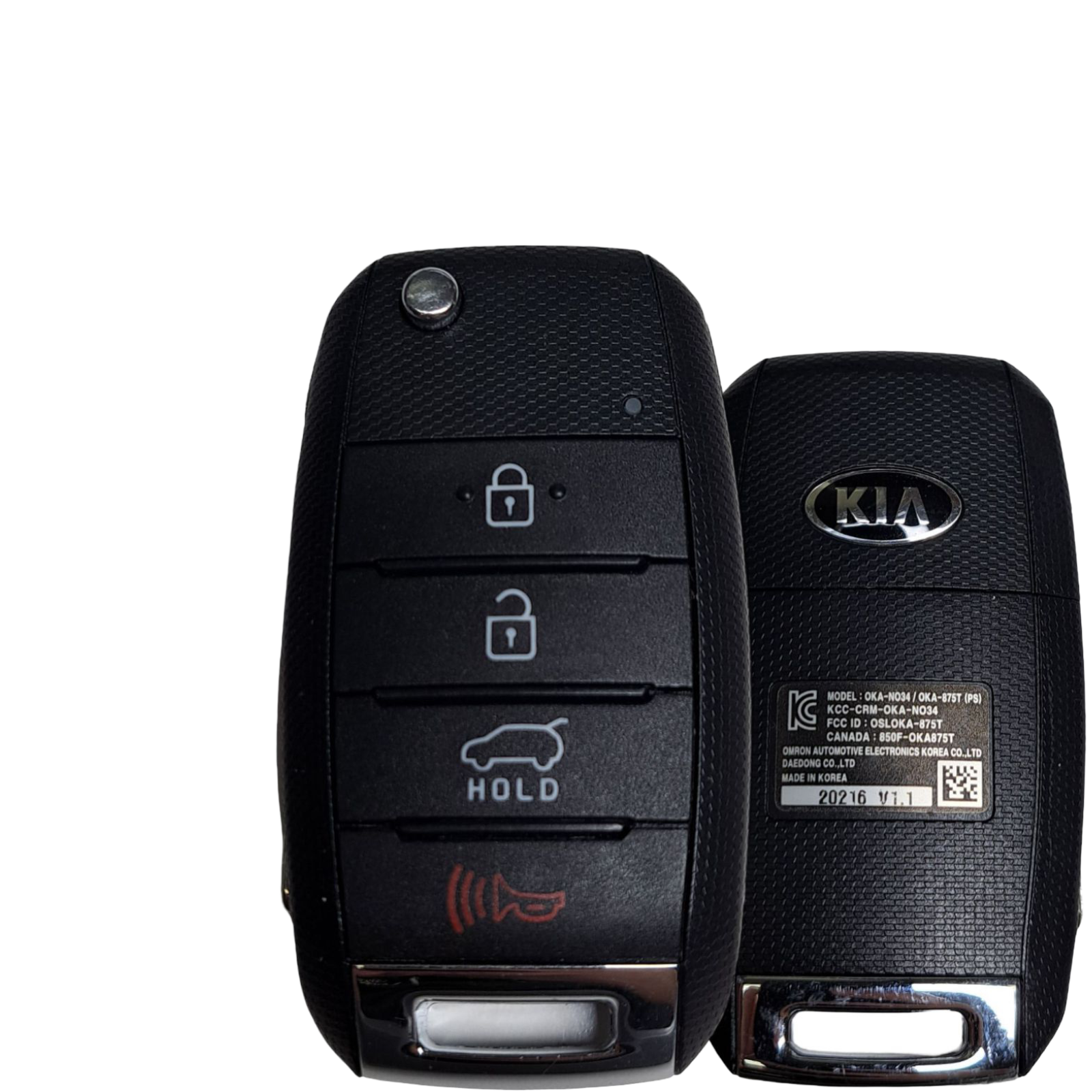 2014-2019 Kia Soul / 4-Button Flip Key / Gen 1 PS / PN: 95430-B2101 / OSLOKA-875T (PS) (OEM Refurb)