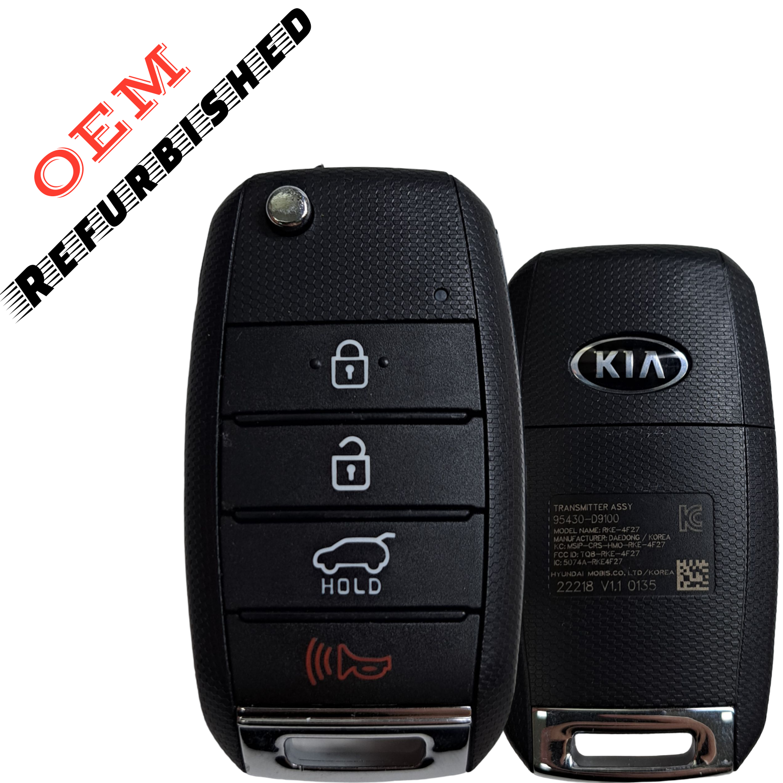 2016-2020 Kia Sportage / 4-Button Flip Key / PN: 95430-D9100 / TQ8-RKE-4F27 (OEM Refurb)