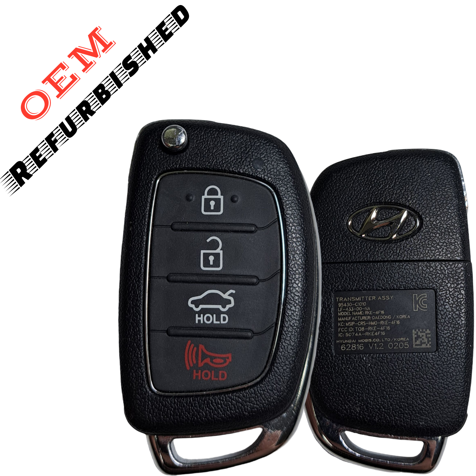 2015-2017 Hyundai Sonata / 4-Button Flip Key / PN: 95430-C1010 / TQ8-RKE-4F16 (OEM Refurb)