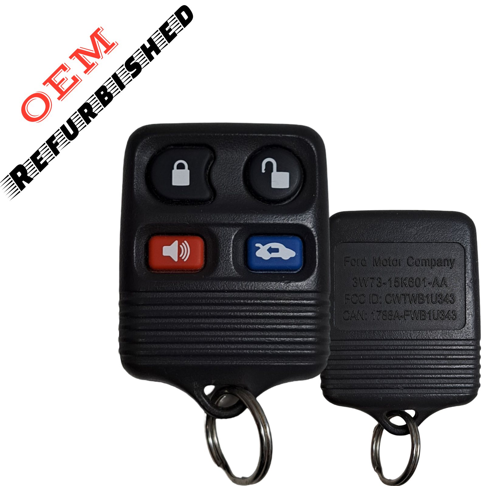 1995-2006 Ford / 4-Button Keyless Entry Remote / PN: 3W73-15K601-AA / CWTWB1U343 (OEM Refurb)
