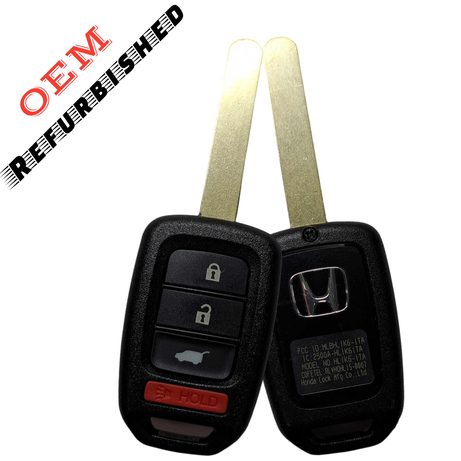 2014-2019 Honda CR-V / HR-V / 4-Button Remote Head Key / PN: 35118-T7S-A00 / MLBHLIK6-1T (OEM Refurb)