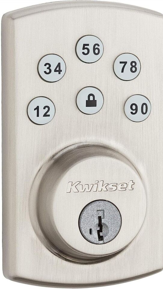 Kwikset 907 Powerbolt Satin Nickel Single Cylinder Smartkey Electronic Deadbolt Lighted Keypad